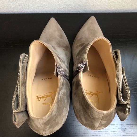 MRS BABA Suede Ruffle Embellished Ankle Boot Heels - Picture 7 of 13